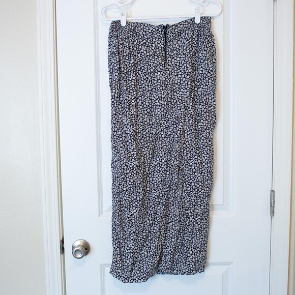 VTG L Ditsy Floral Wrap Maxi Skirt Paul Harris White Print Feminine Soft Summer - Picture 3 of 9